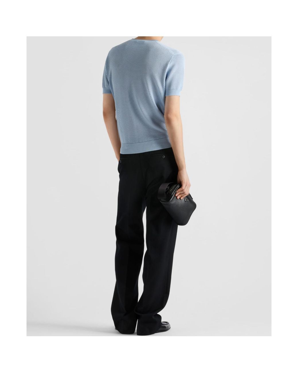 Prada Blue Short-Sleeved Crewneck Jumper for men