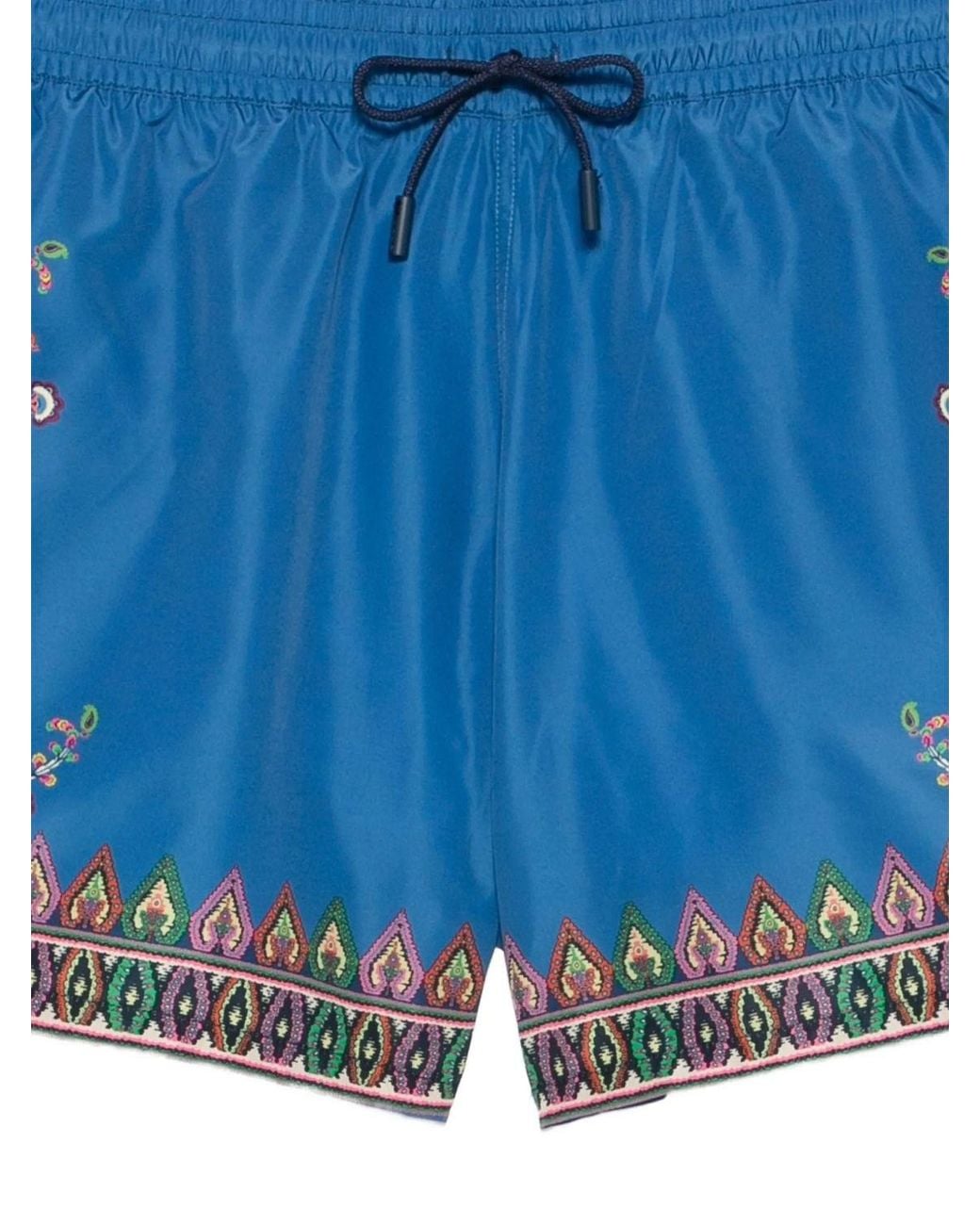 Etro Blue Paisley-Print Swim Shorts for men
