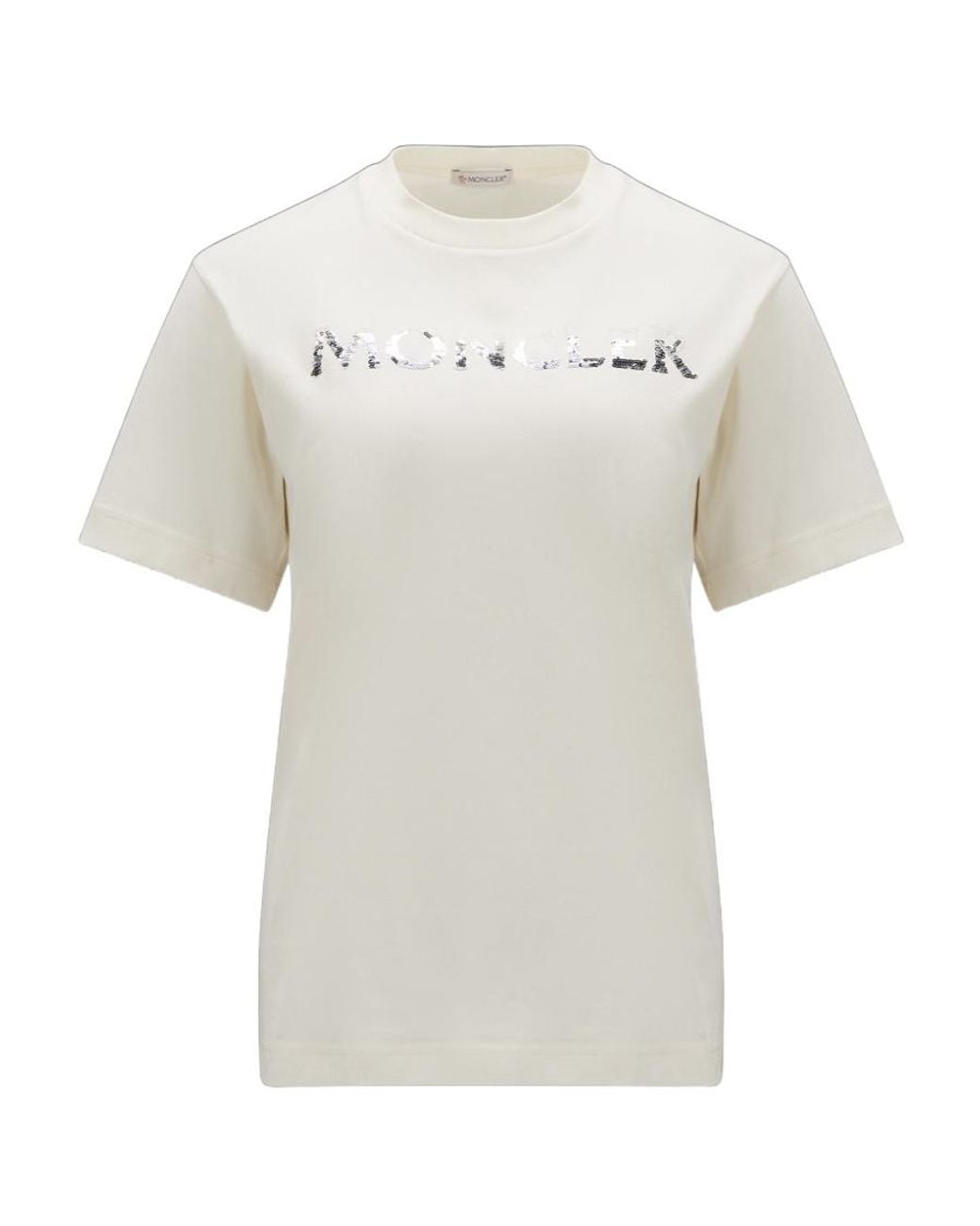 Moncler White Logo Embellished Crewneck T-Shirt