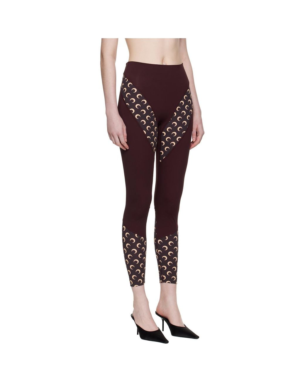 MARINE SERRE Red Moon-Print Panelled Leggings