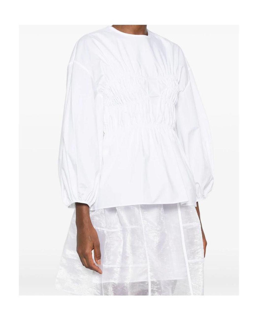 CECILIE BAHNSEN White Puff-Sleeved Top