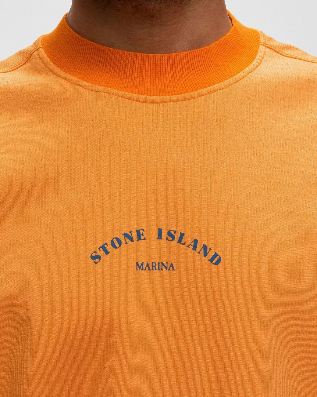 Stone Island Orange Logo-Printed Crewneck Sweatshirt for men