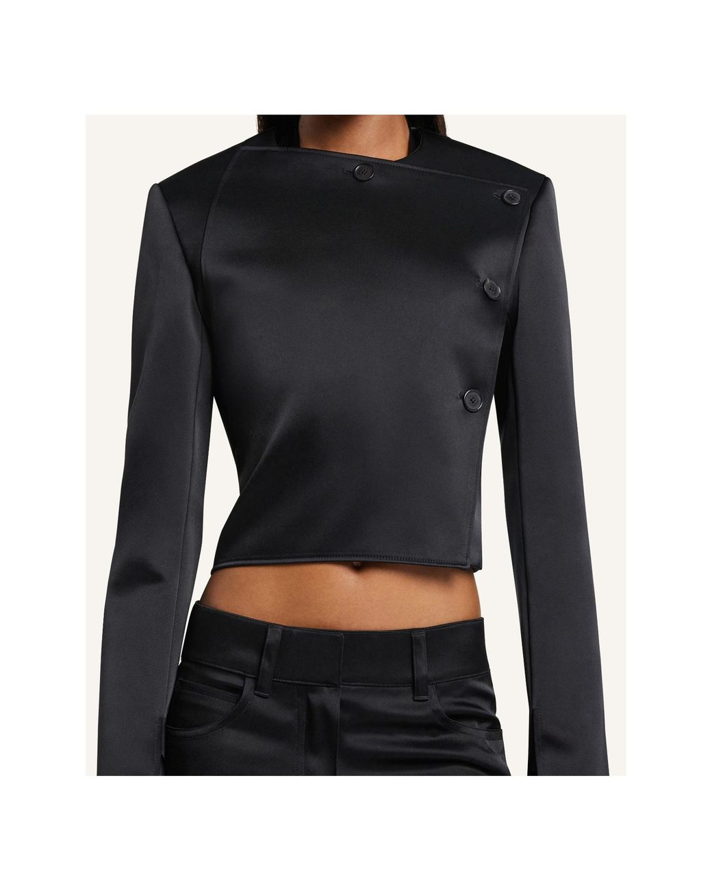 Courreges Black Oblique Satin Tailored Jacket