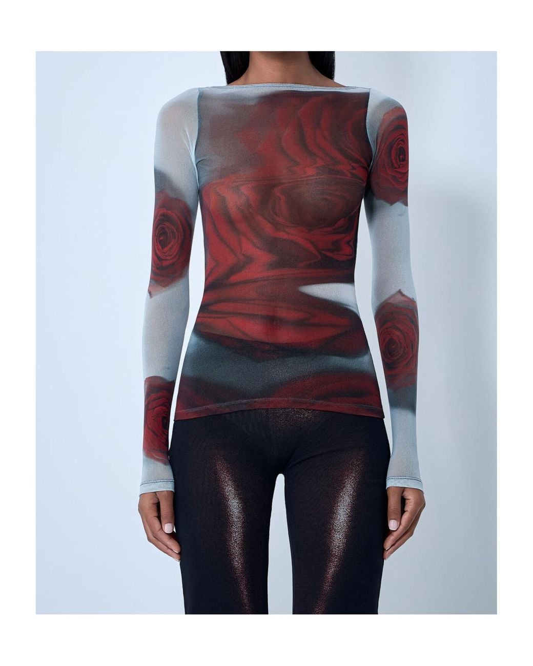 Jean Paul Gaultier Blue The Blurry Roses Top