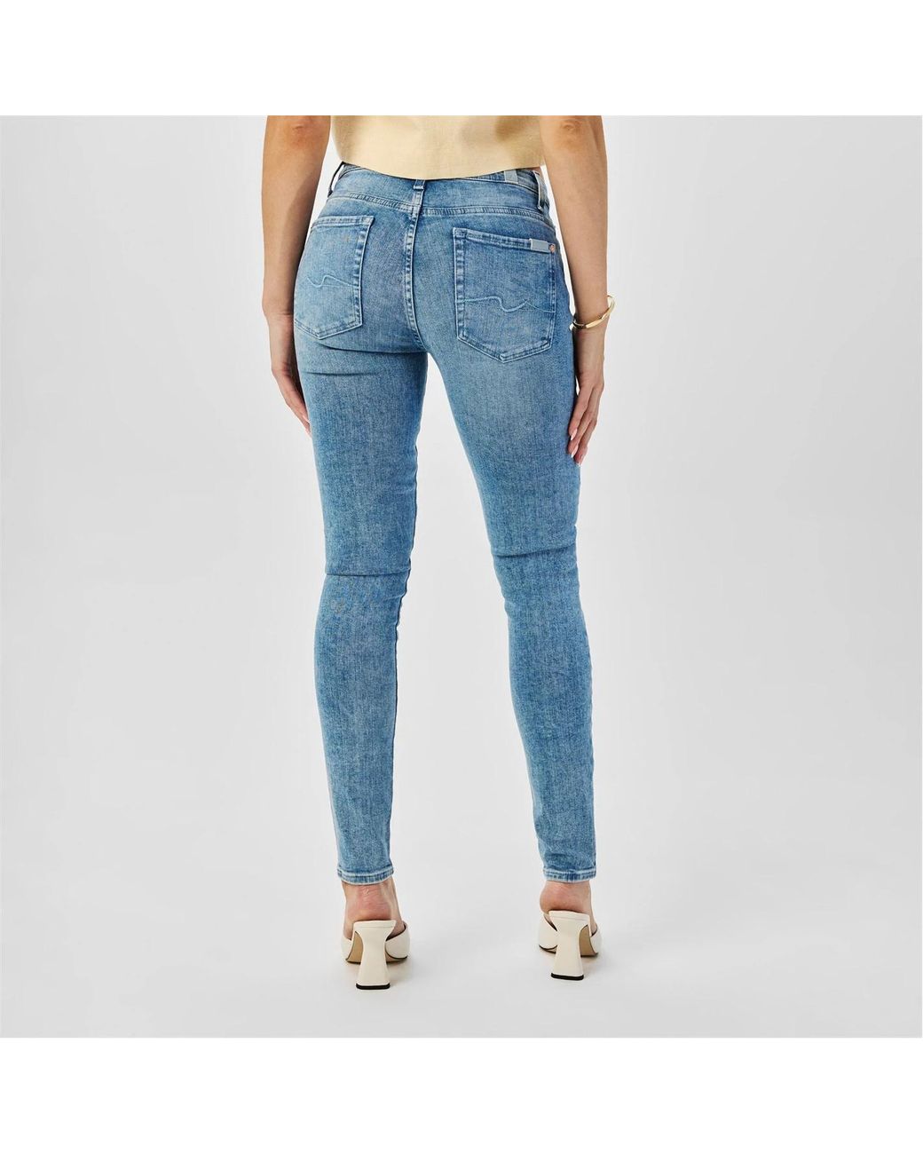 7 For All Mankind Blue High Waist Skinny Jeans