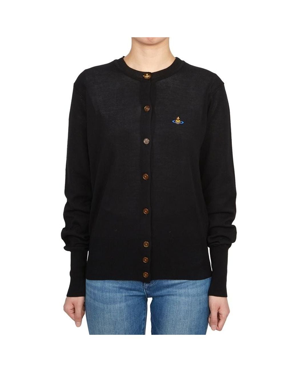 Vivienne Westwood Black Logo Embroidered Buttoned Cardigan