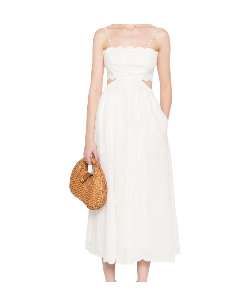 Zimmermann White Rhiannon Sleeveless Midi Dress