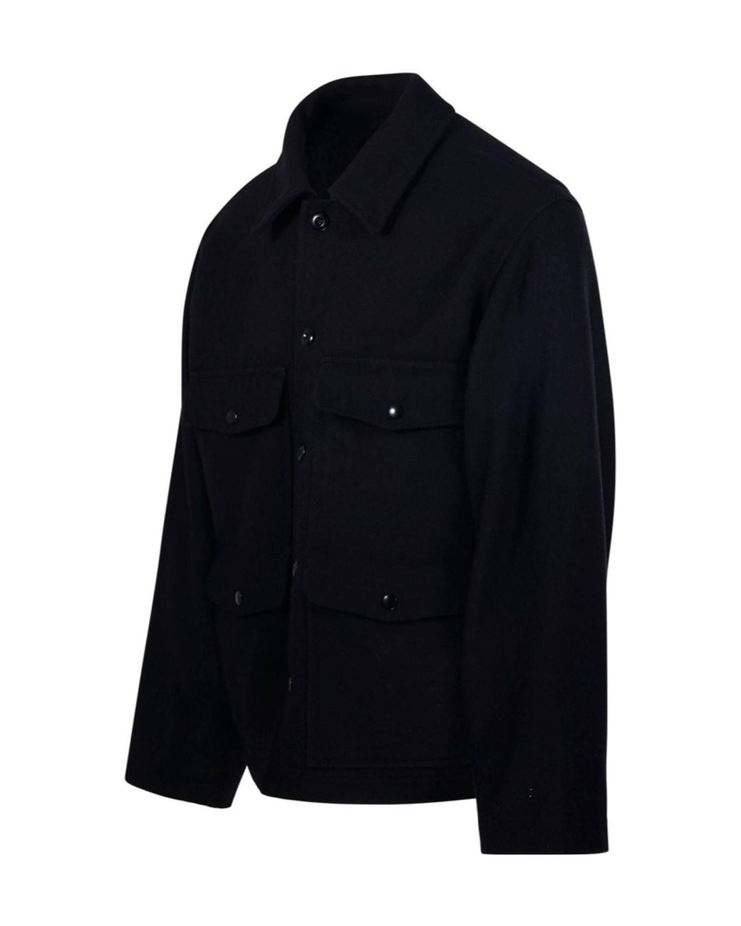 Lemaire Black Patch-Pocket Long-Sleeved Shirt Jacket for men