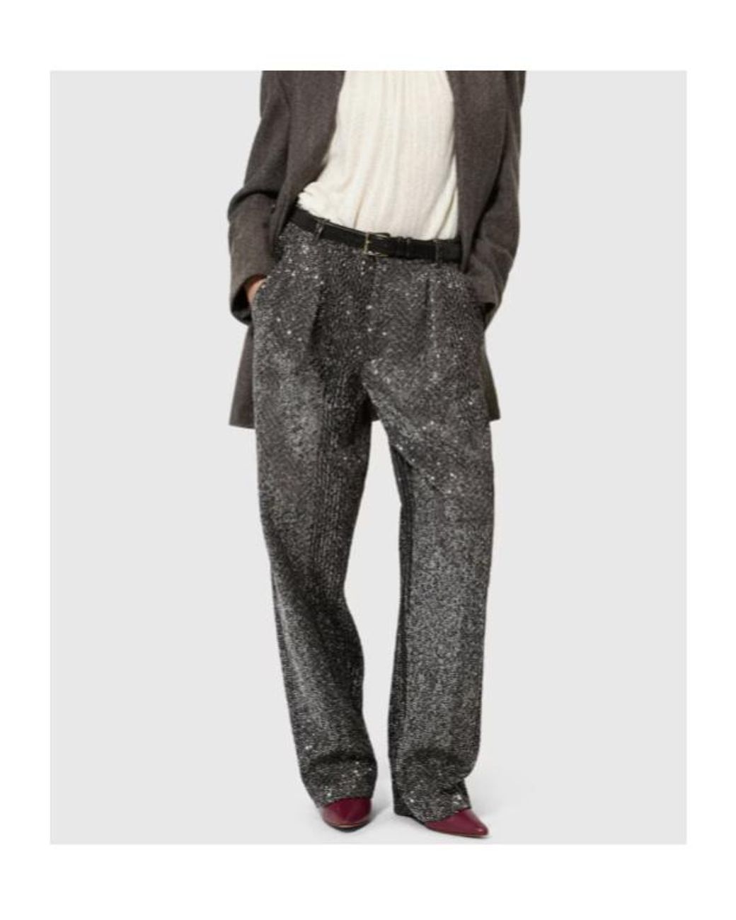 Missoni Gray Lamé Sequin Wide-Leg Pants
