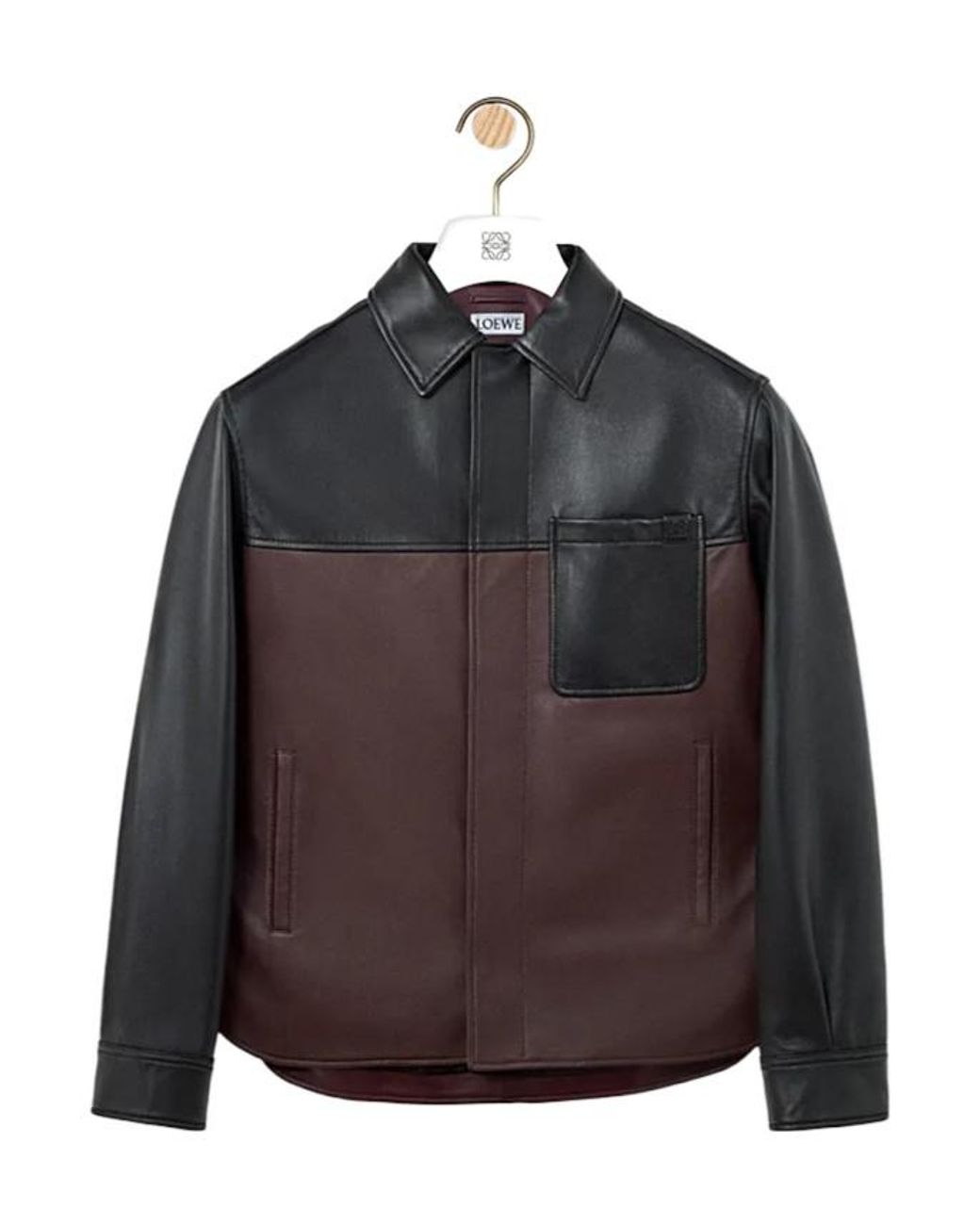 Loewe Black Burgundy Leather Overshirt for men