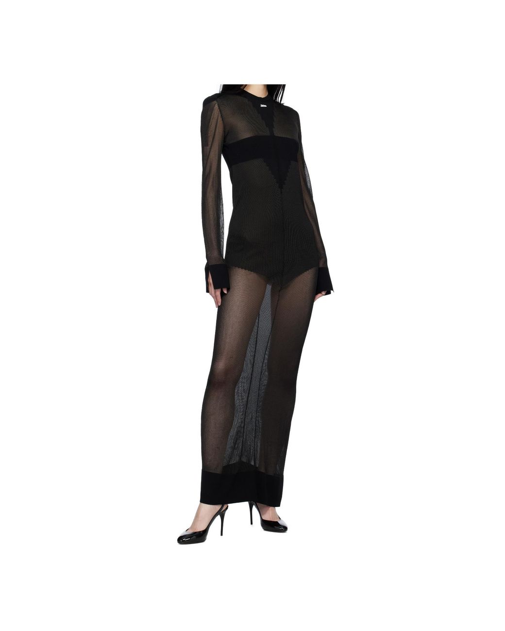Jean Paul Gaultier Black Long-Sleeves Knitted Maxi Dress