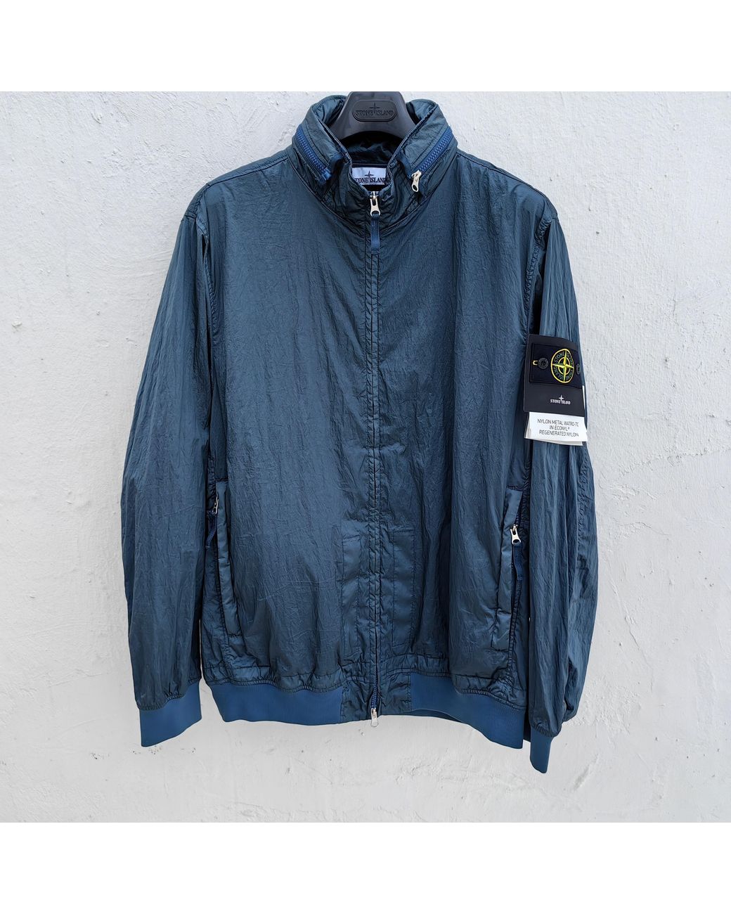 Stone Island Blue Logo Patch Zipped Jacket for men