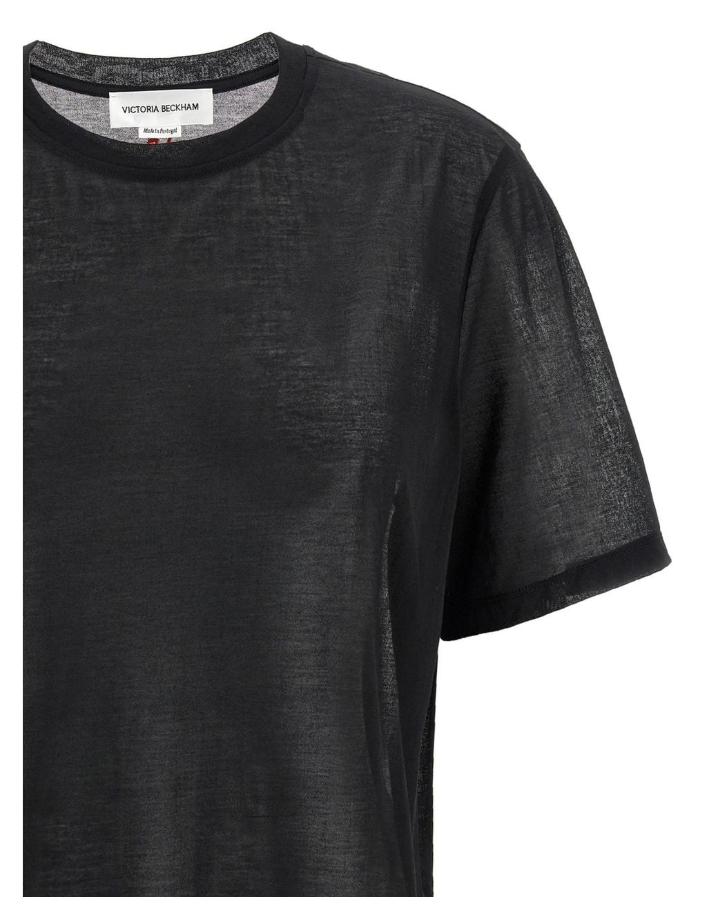 Victoria Beckham Black Logo Embroidered Crewneck T-Shirt