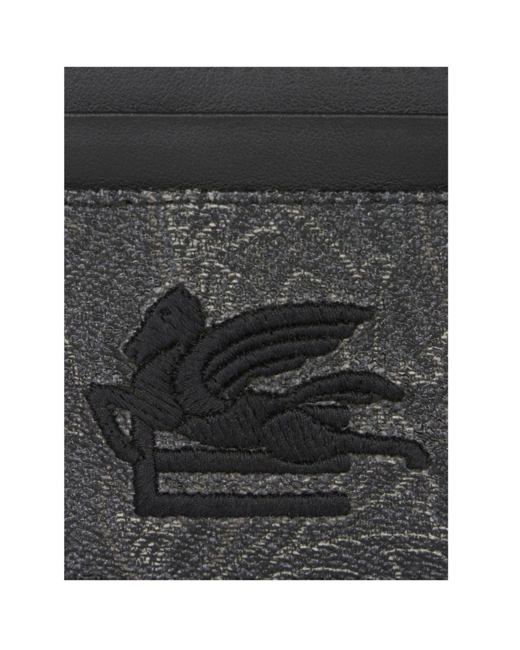 Etro Gray Pegaso Embroidered Paisley Card Holder for men