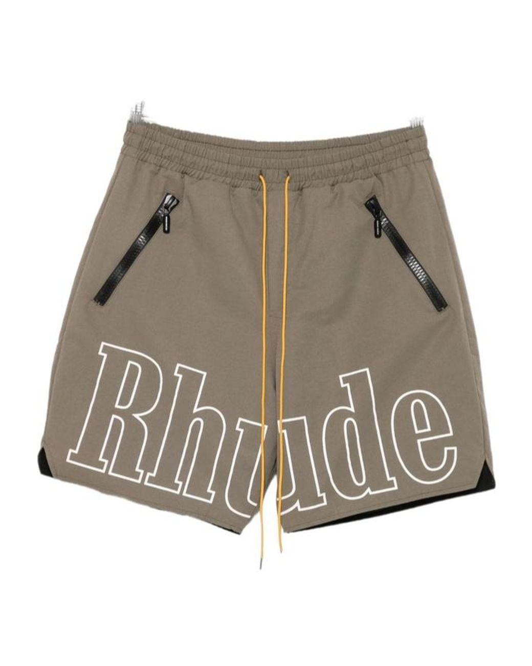 Rhude Gray Logo Print Drawstring Shorts for men