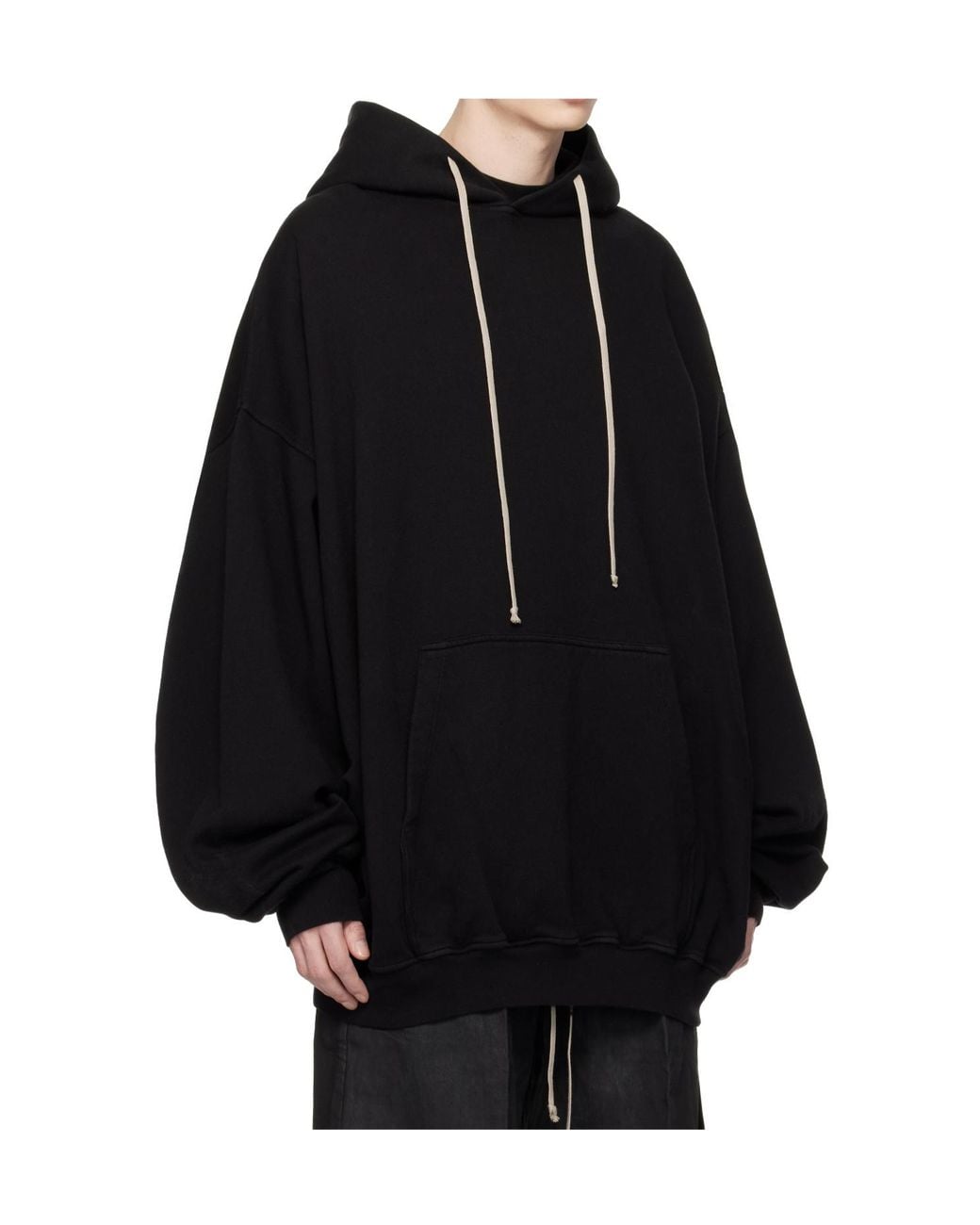 Rick Owens Black Temple Hun Long-Sleeve Hoodie for men