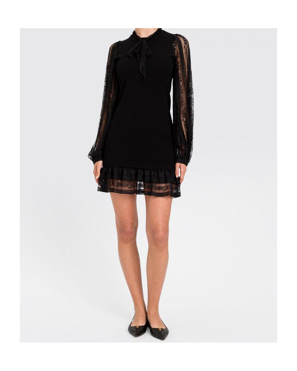 Twinset Black Lace Sleeve Mini Dress