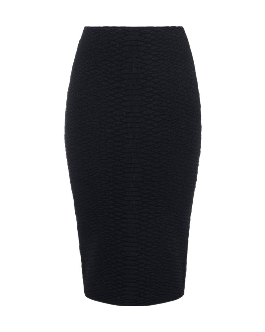 Elisabetta Franchi Black Snake-Pattern Knit Skirt