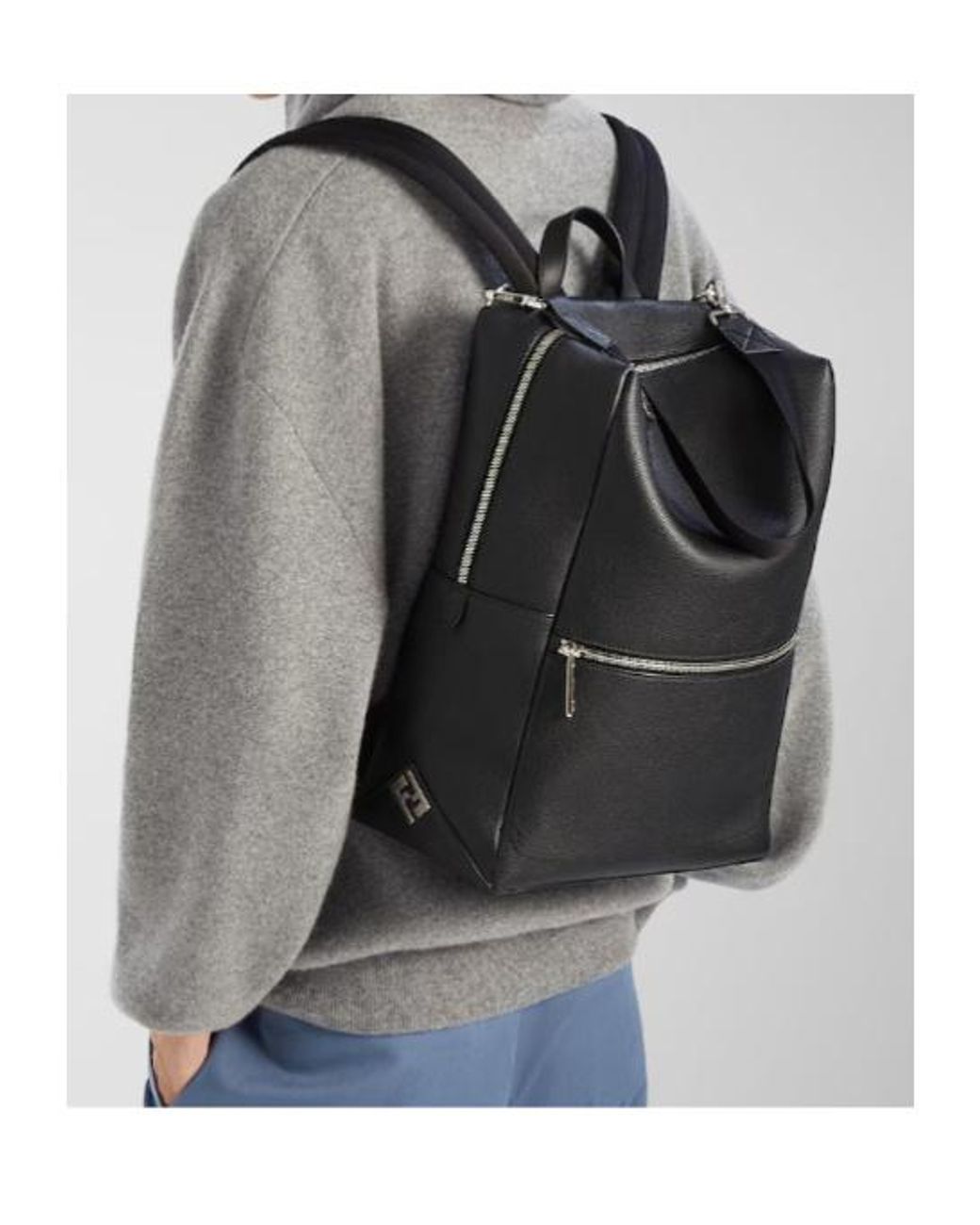 Fendi Black Lui Zipped Backpack for men