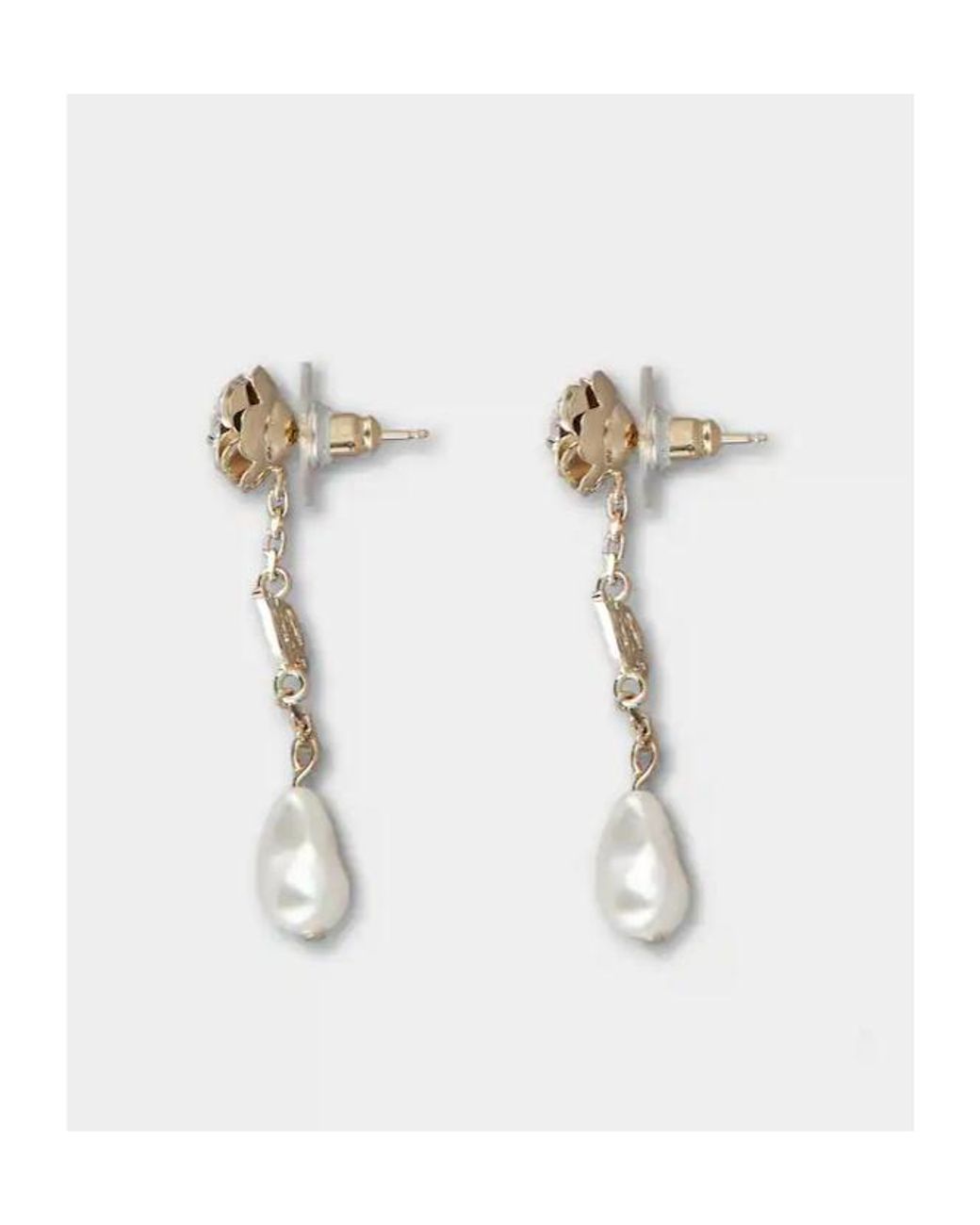 Roger Vivier White Rose Pearls Long Earrings