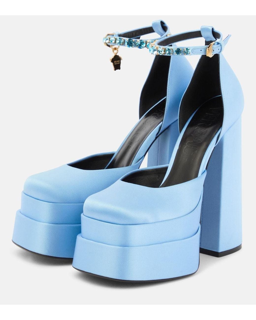 Versace Blue Medusa Aevitas Platform Heels
