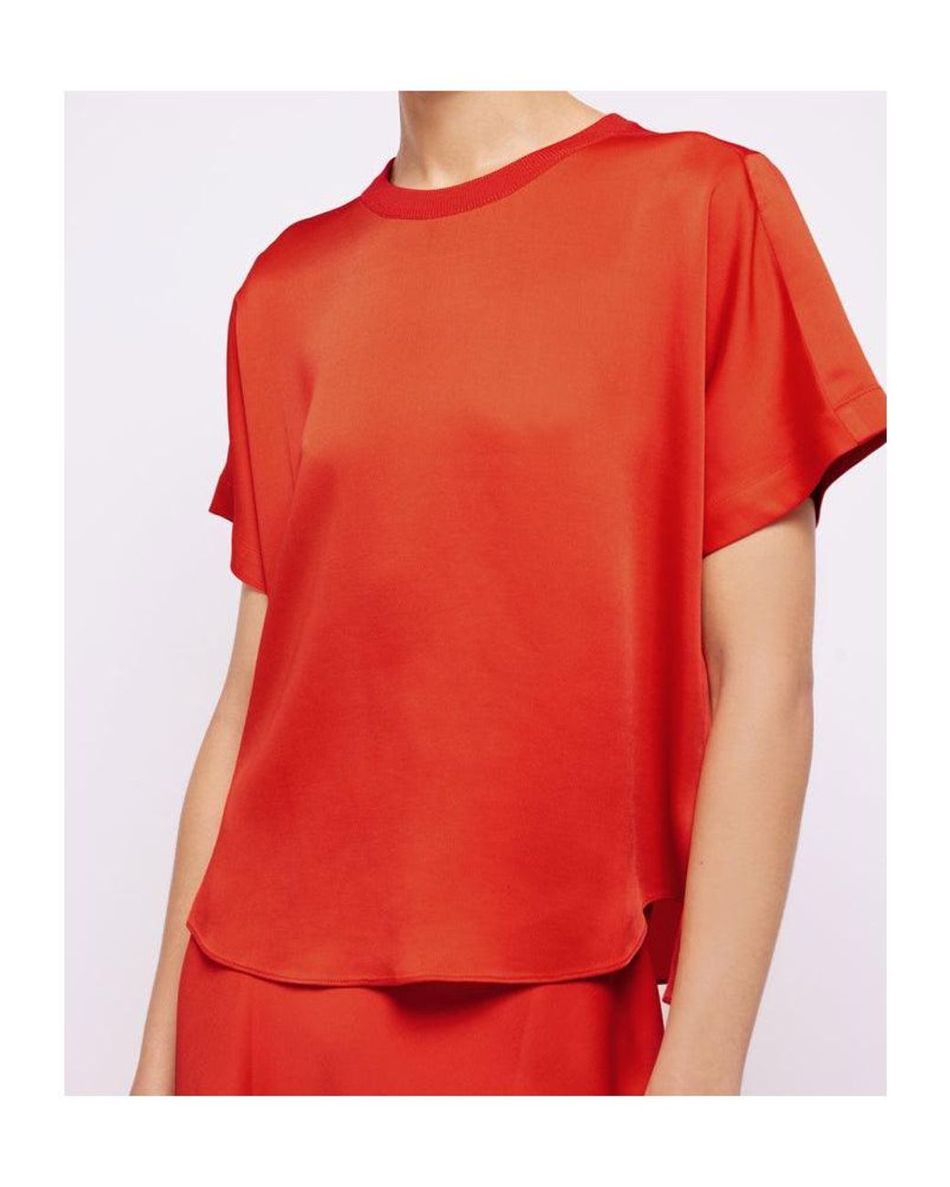 Jonathan Simkhai Red Addy Knit-Panel T-Shirt