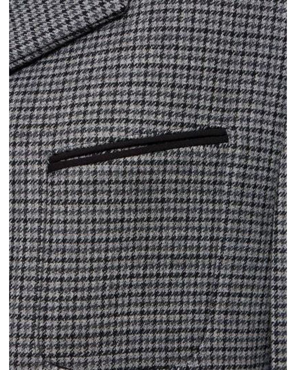 Ferragamo Gray Long-Sleeved Houndstooth Coat