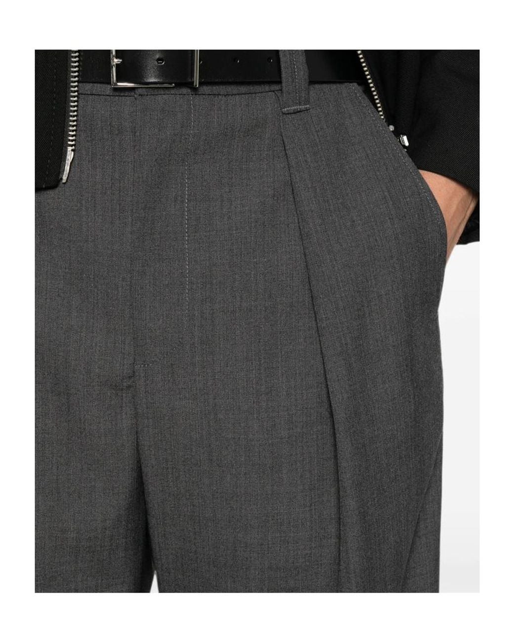 A.P.C. Gray Pleated Straight-Leg Trousers for men