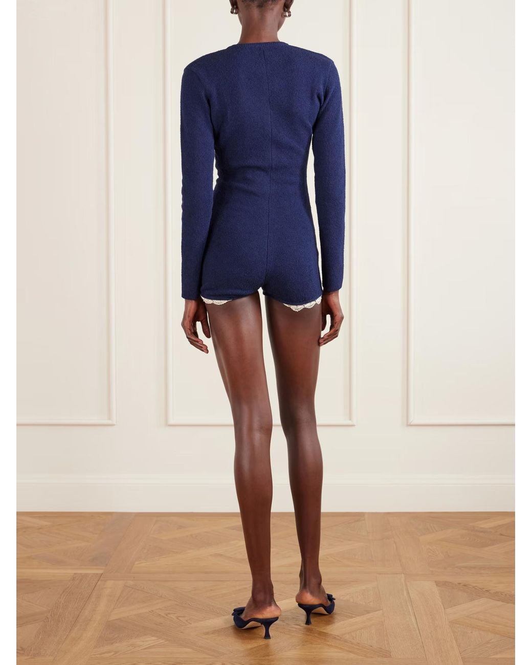 Magda Butrym Blue Terry Lace-Detailed Jumpsuit