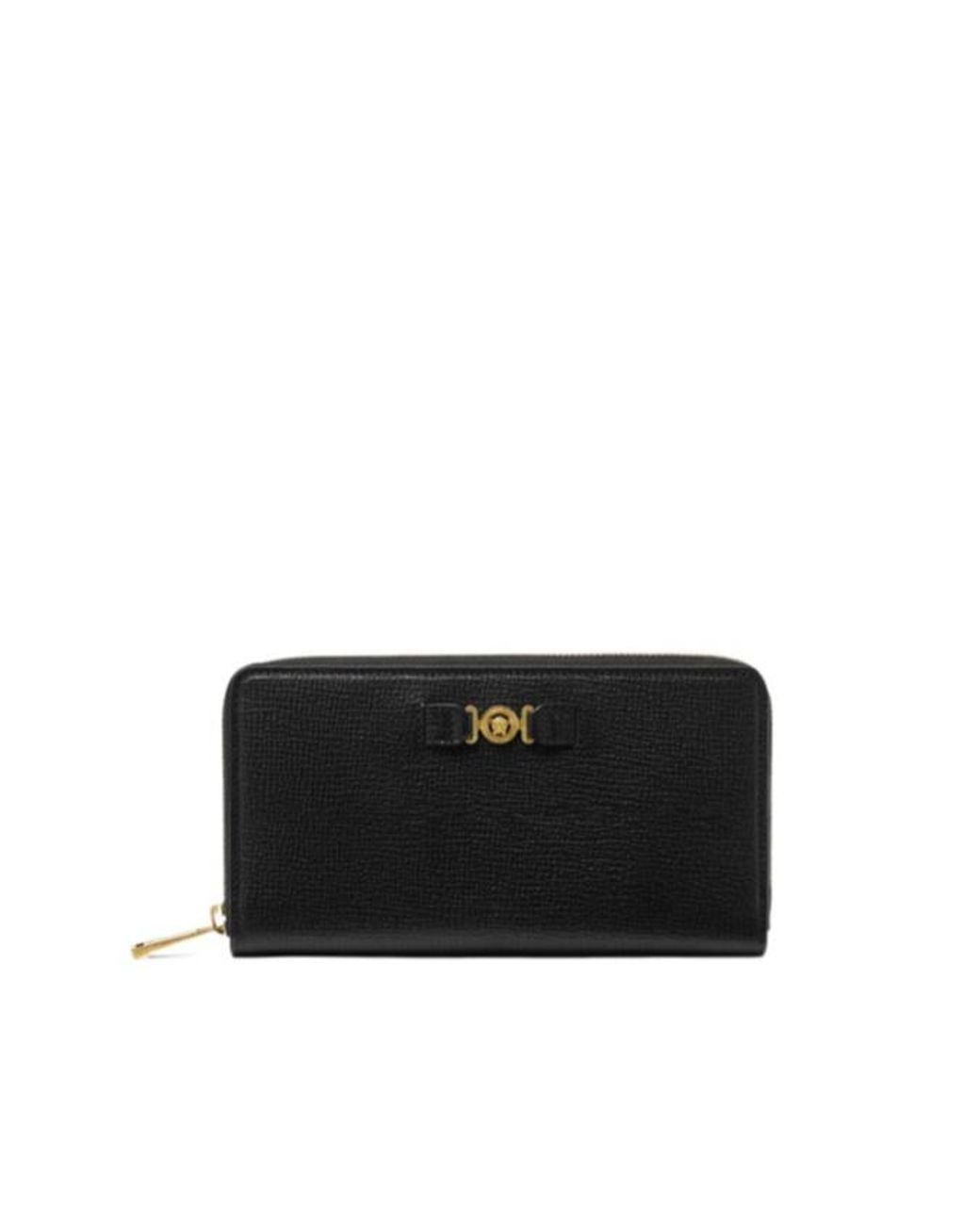 Versace Black Medusa Biggie Zipped Continental Wallet for men