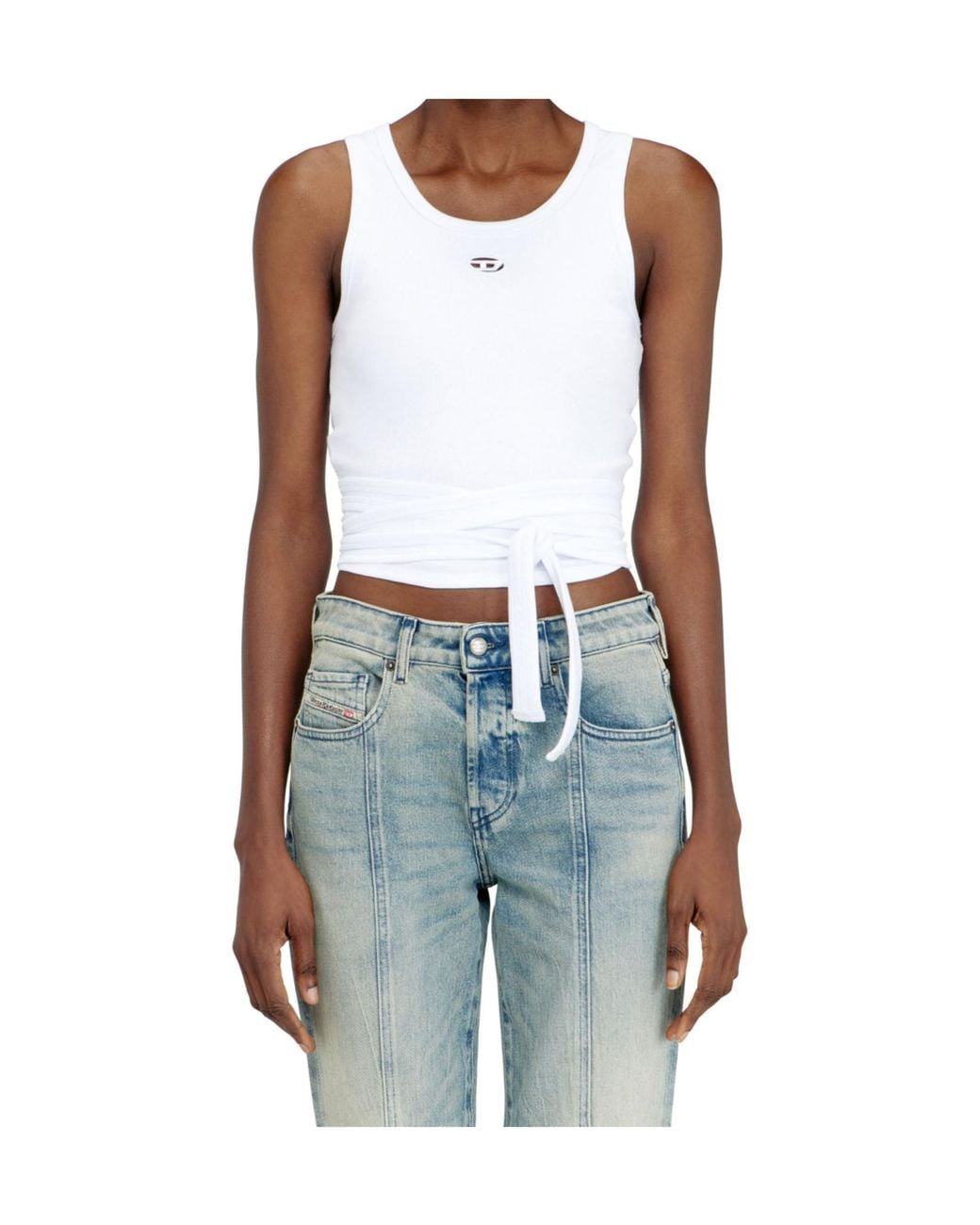 DIESEL White T-Anky-Tail-S1 Tied Tank Top