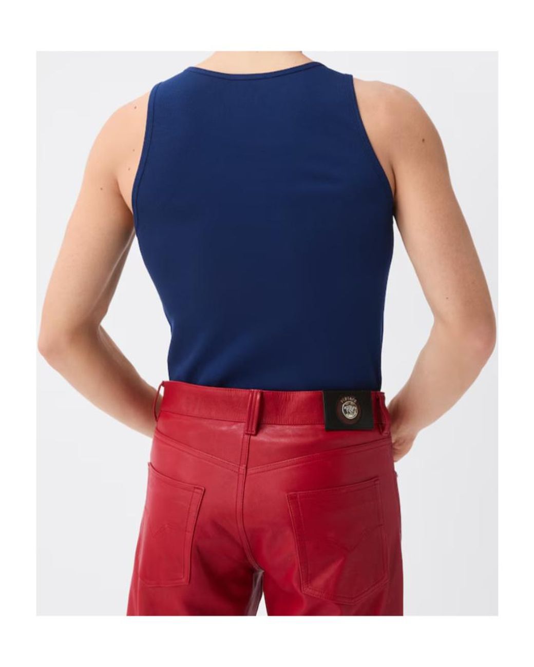 Versace Blue Logo Ribbed Underwear Top for men