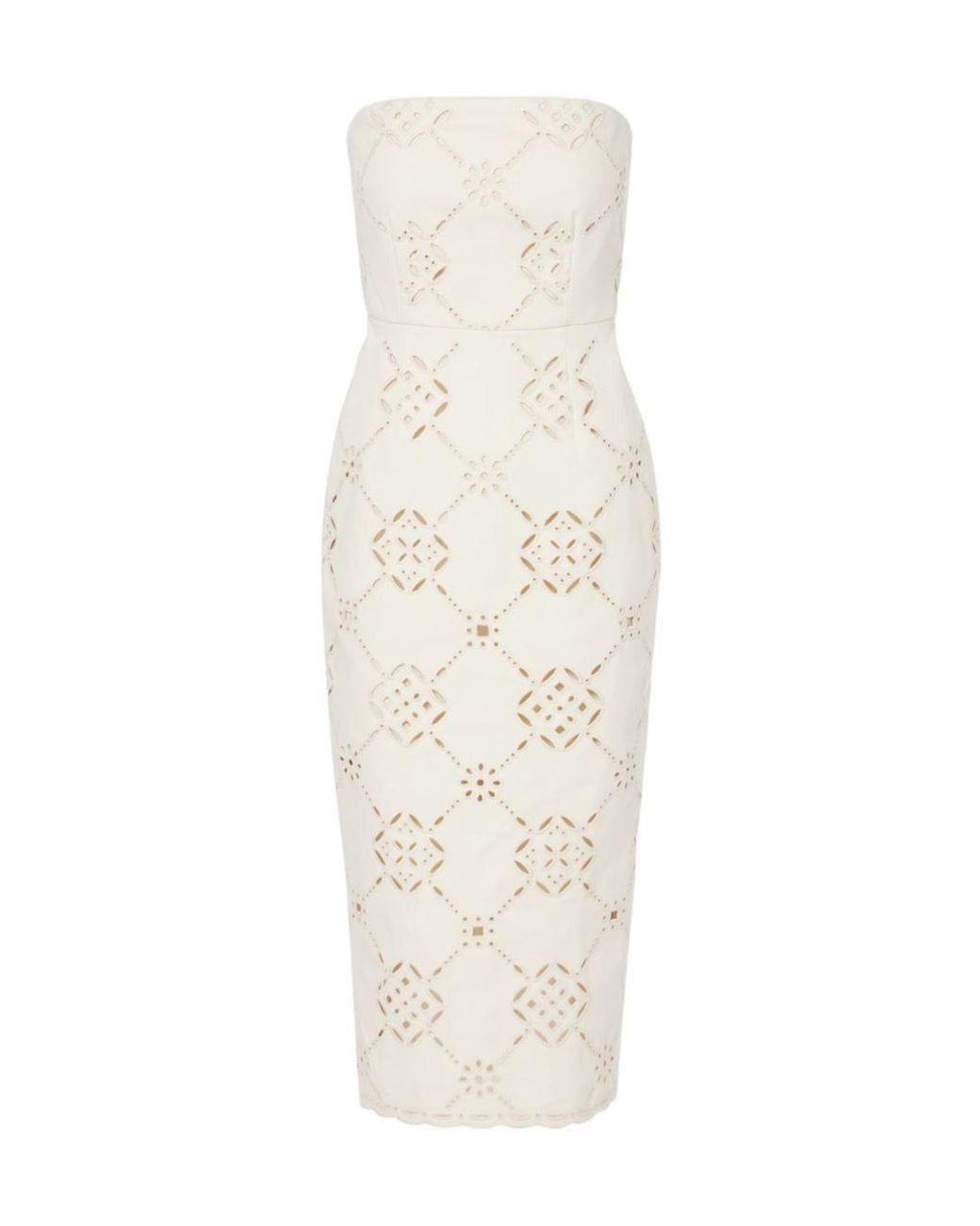 Veronica Beard White Nettia Embroidered Cotton Midi Dress