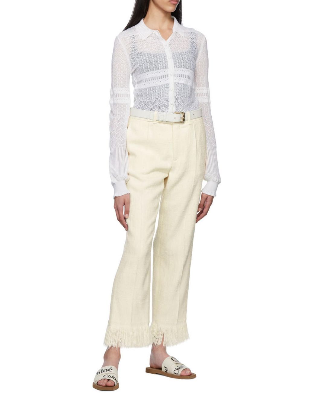 Chloé White Chloé Logo Printed Slip-On Sandals