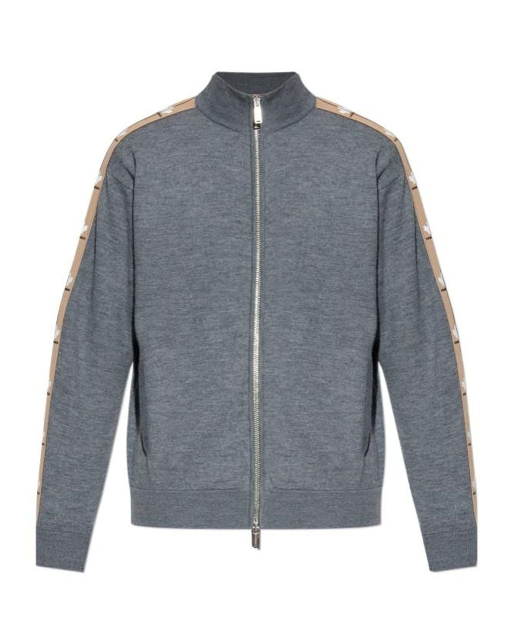 DSquared² Blue High-Neck Zipped Knitted Cardigan for men