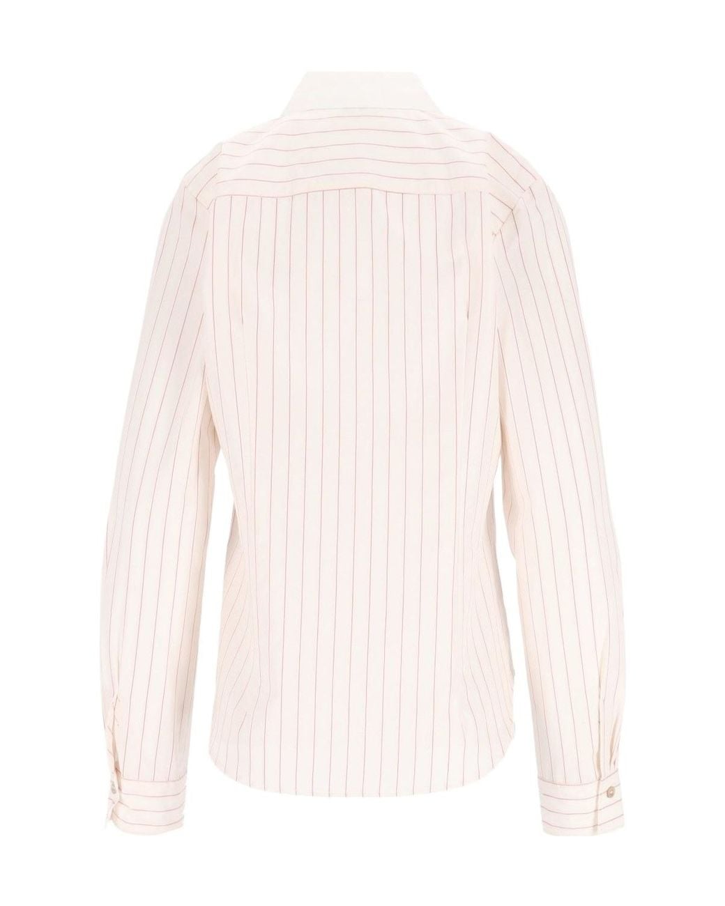 Forte_forte White Stripe Club Collar Shirt