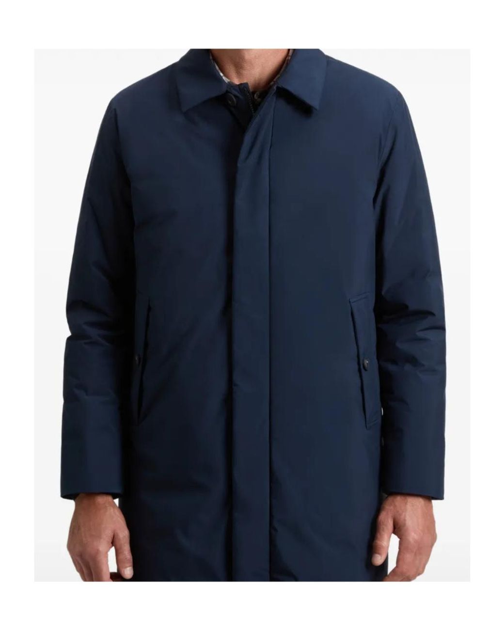 Woolrich Blue Cloud Lamar Single-Breasted Coat for men