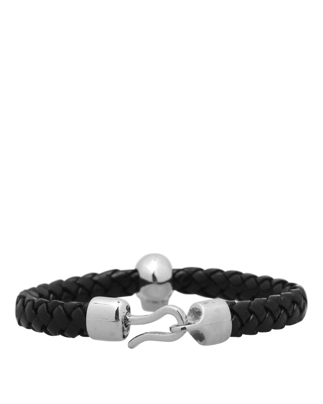 McQueen White Woven Leather Skull Bracelet for men