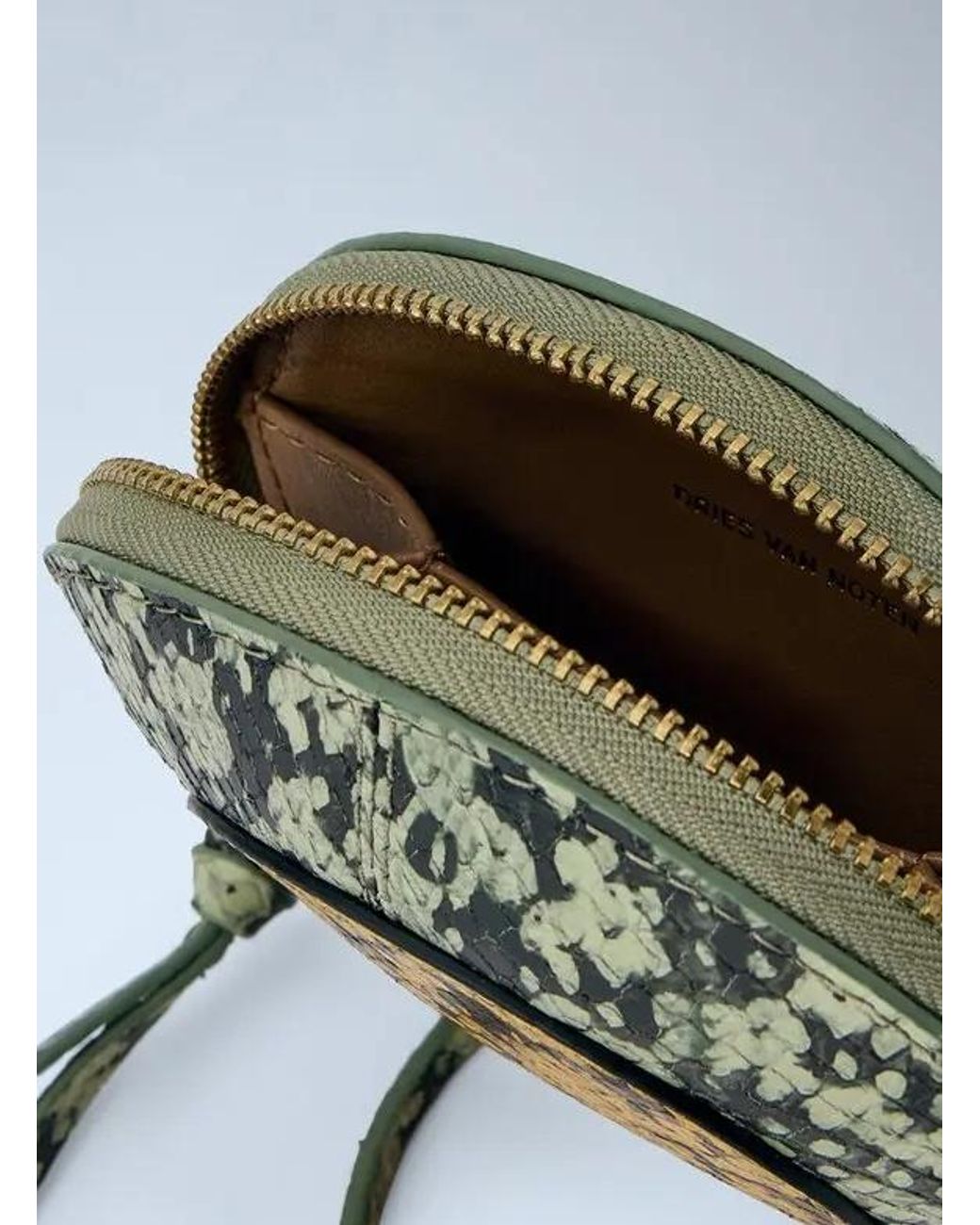 Dries Van Noten Green Embossed Leather Crossbody Bag