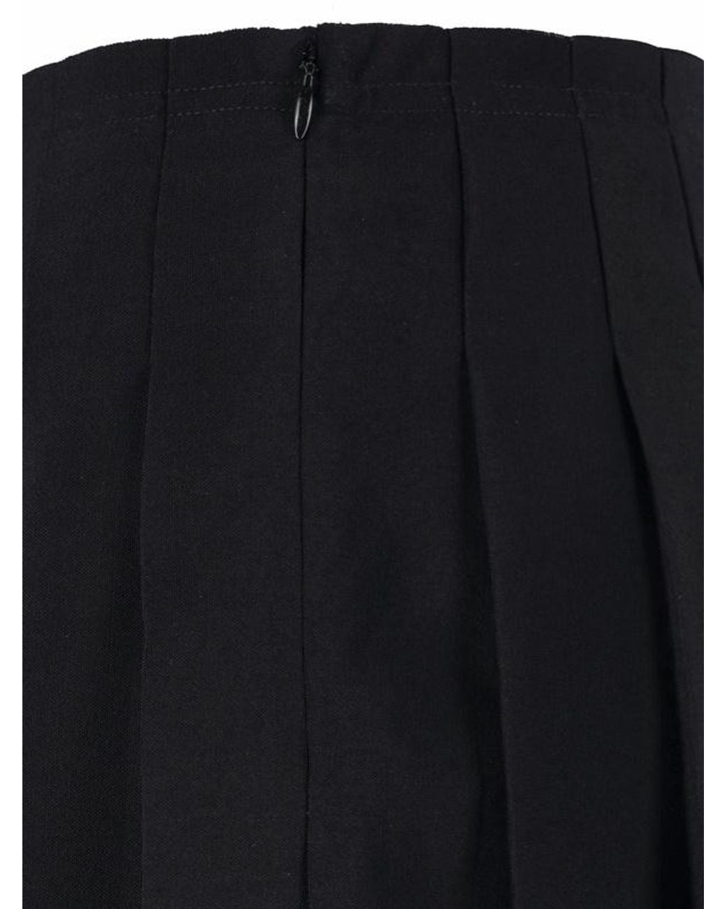 MM6 by Maison Margiela Black Raw-Edge Pleated Skirt