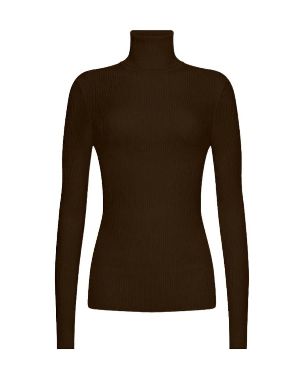 Wolford Brown Ribbed Turtleneck Knitted Sweater