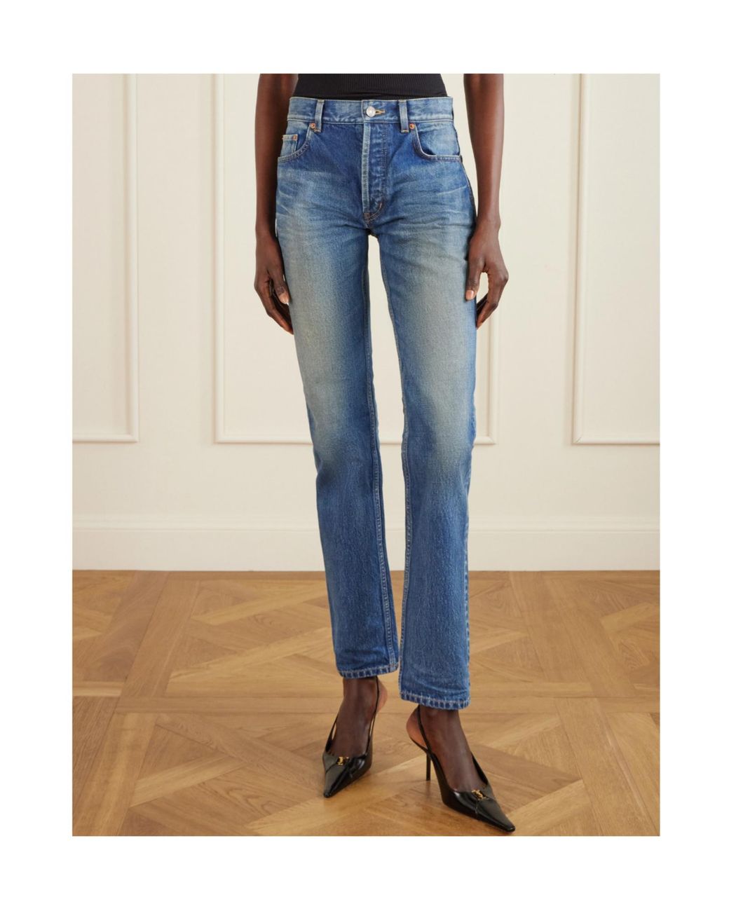 Saint Laurent Blue High Waist Straight Leg Jeans