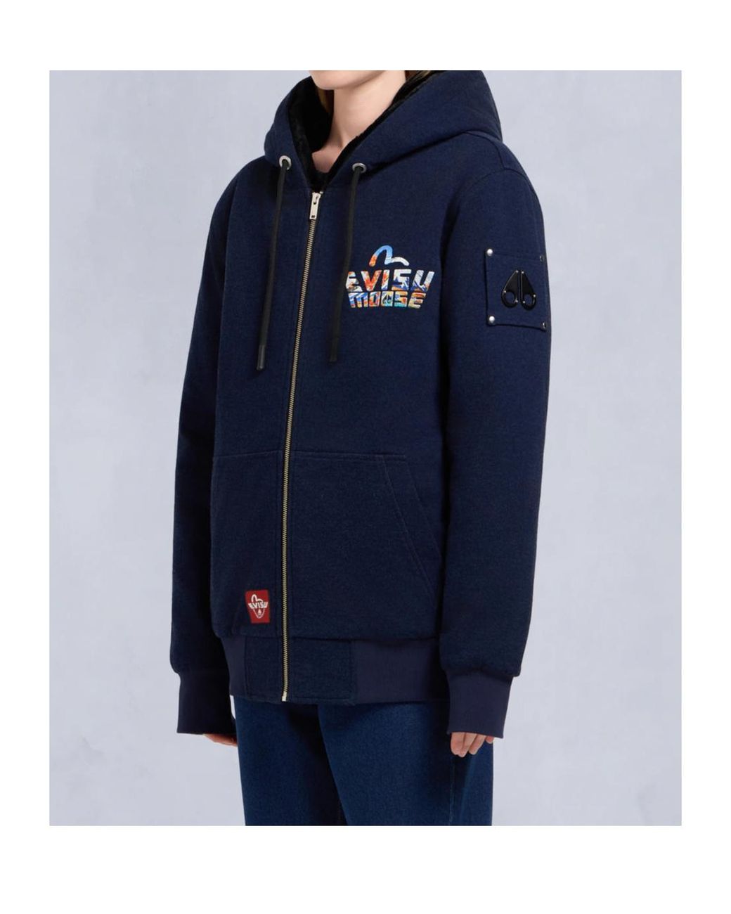 Moose Knuckles Blue X Evisu Zip-Up Hoodie for men