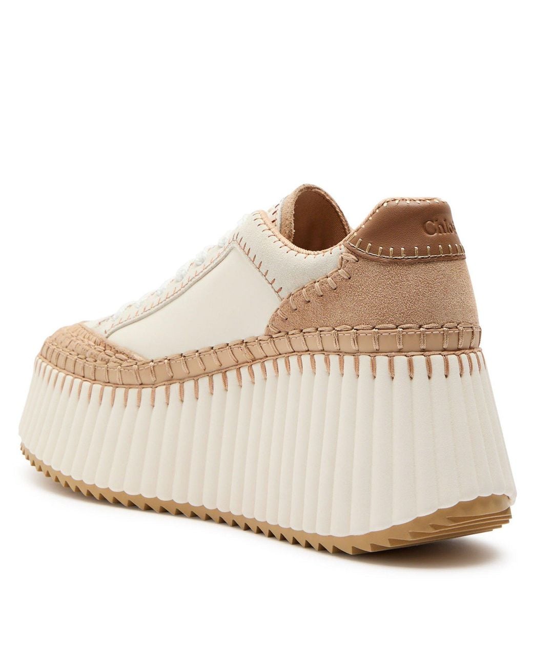 Chloé Natural Color-Blocked Thick-Soled Moccasin Platform Shoes