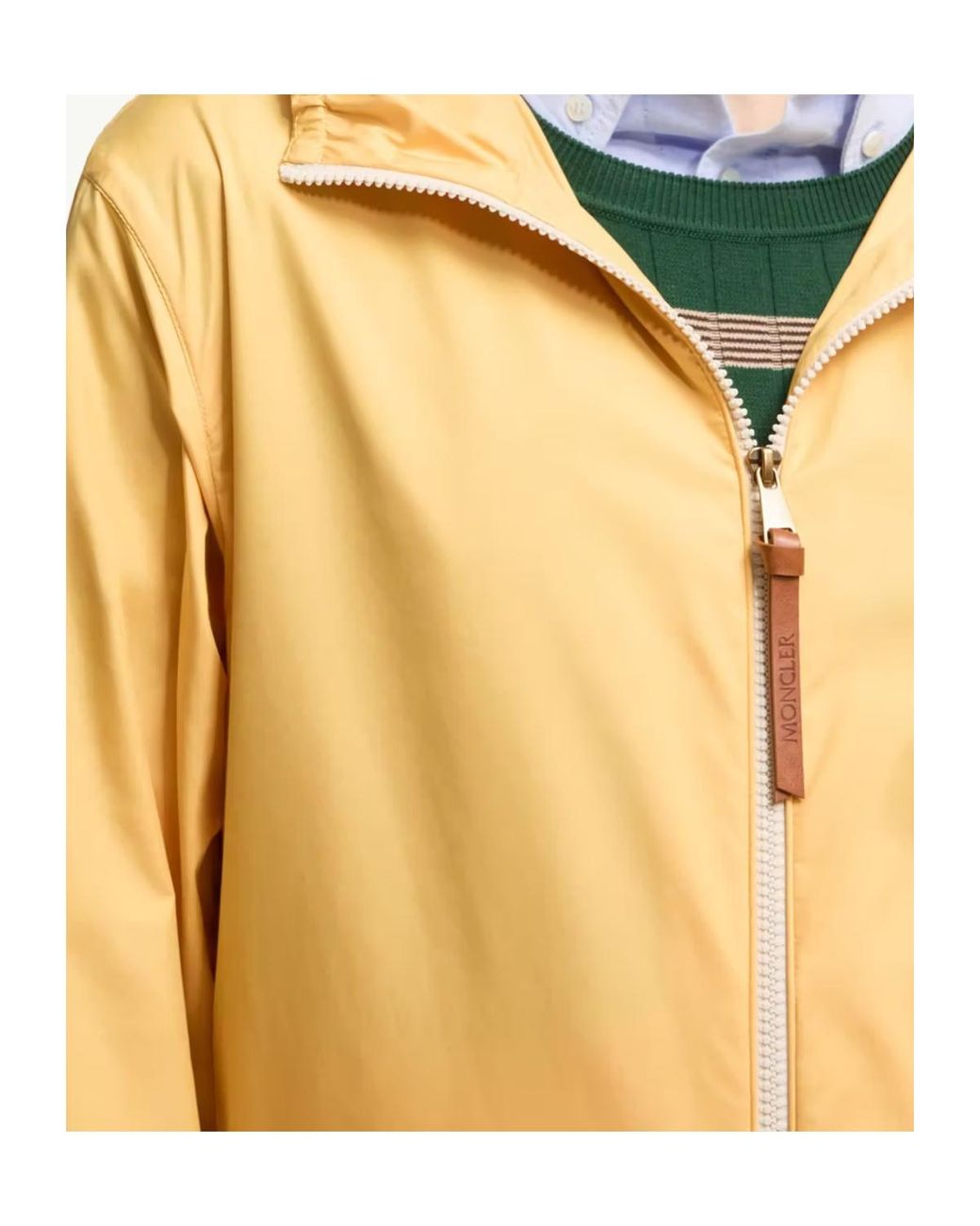 Moncler Yellow Logo Patch Zip-Up Hooded Jacket