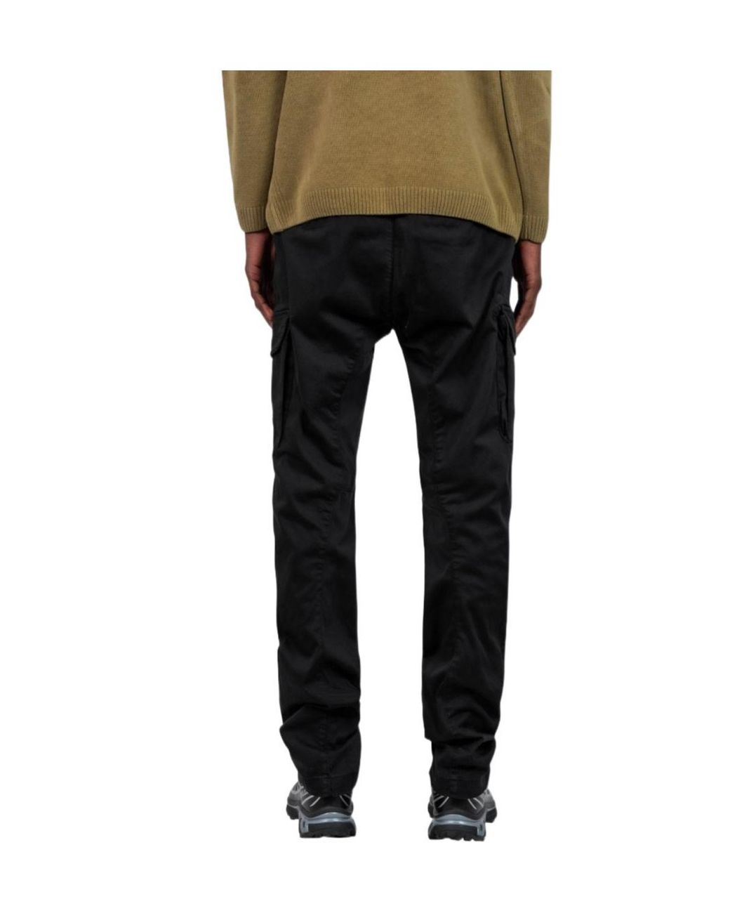 C P Company Black Satin Cargo Pants for men