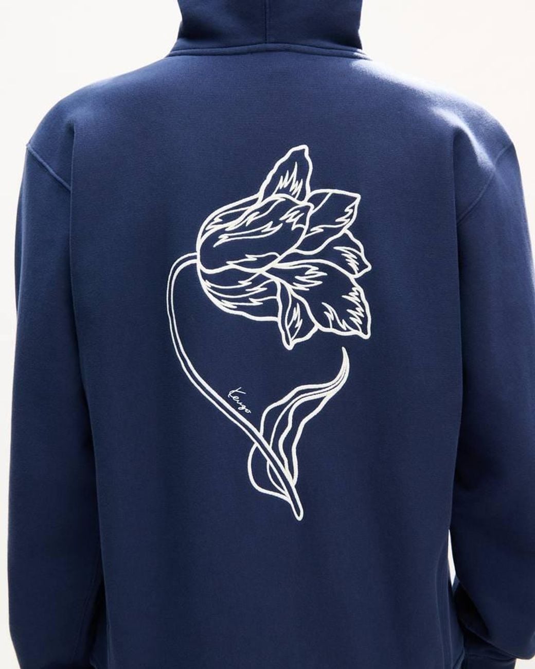 KENZO Blue Tulip Embroidered Zip Up Hoodie for men