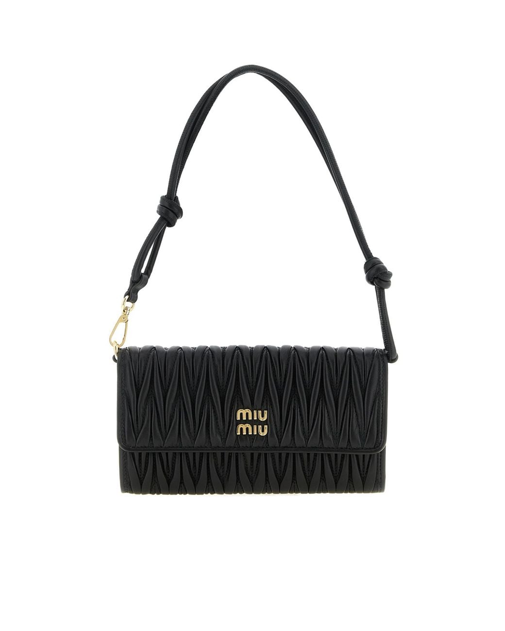 Miu Miu Black Matelassé Nappa Leather Wallet