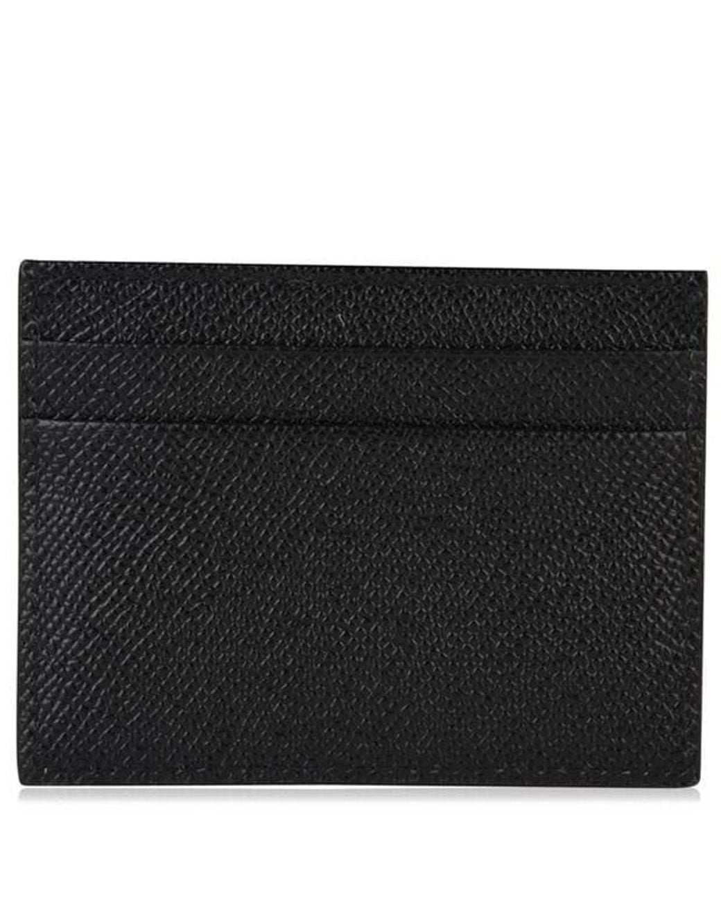 Dolce & Gabbana Black Leather Logo Plated Card Holder