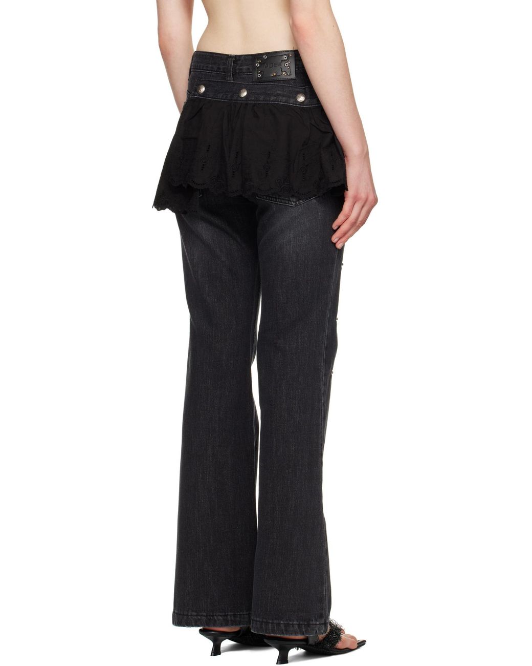 ★ANDERSSON BELL★ Flower lace bootcut jeans ANDERSSON BELL Flower Lace Attached Bootcut Jeans in Black